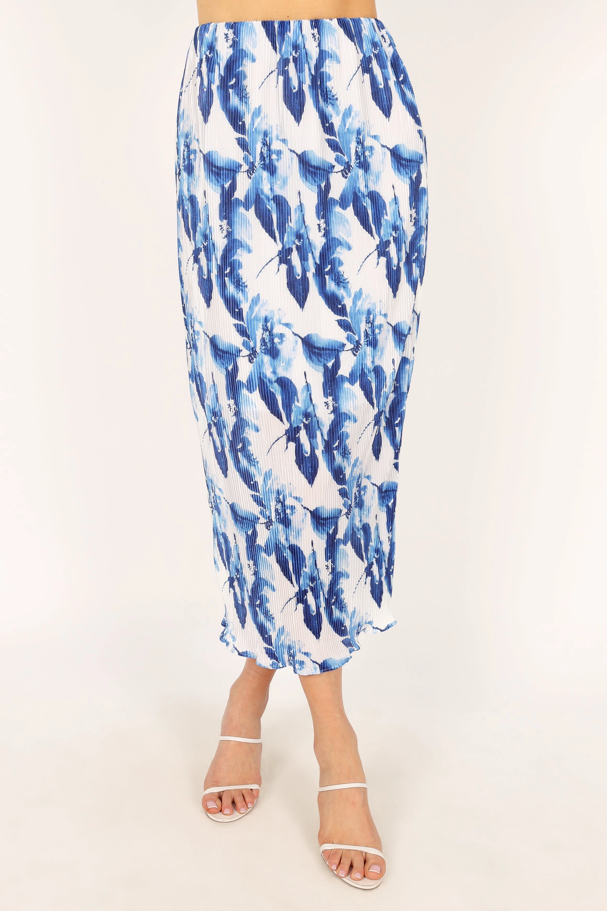 Minelli Pleat Midi Skirt - Blue