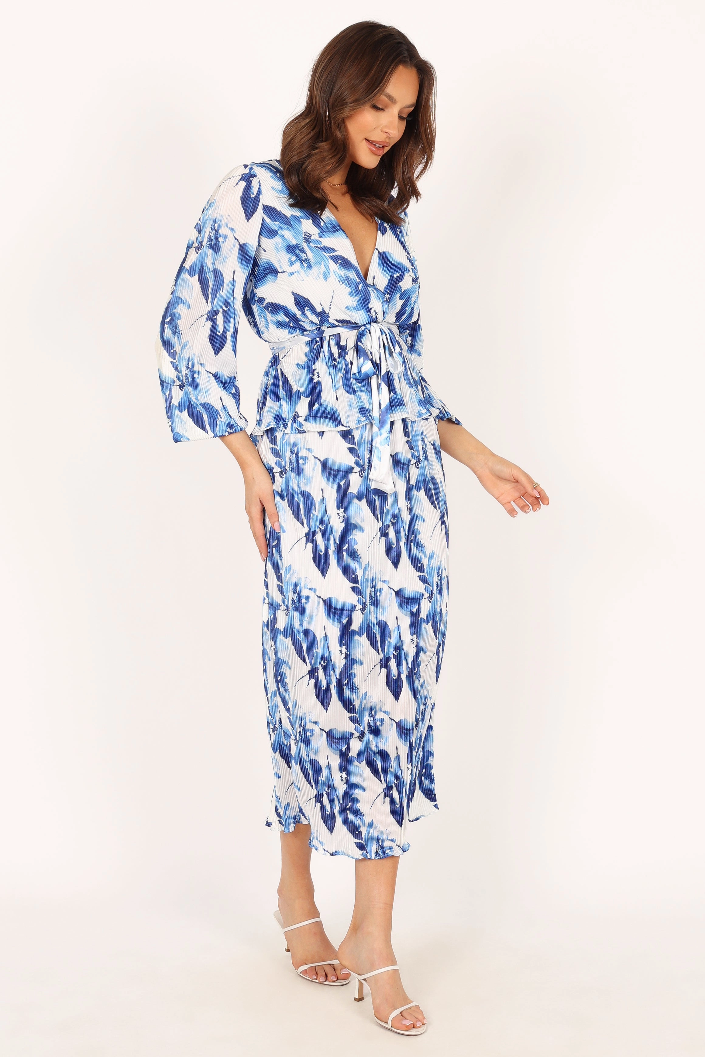 Minelli Pleat Midi Skirt - Blue