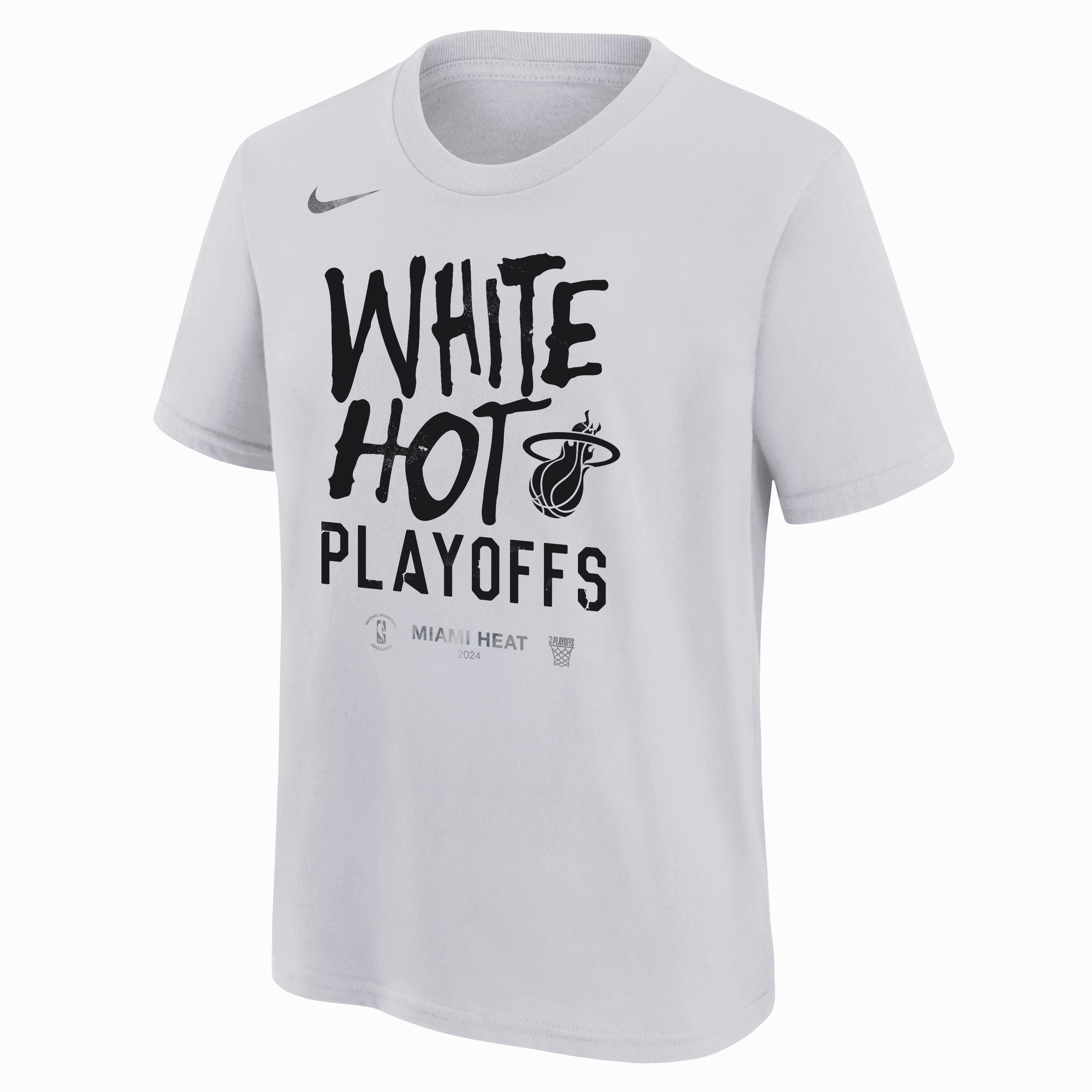 Nike Miami HEAT White Hot 2024 NBA Playoffs Mantra Kids Tee