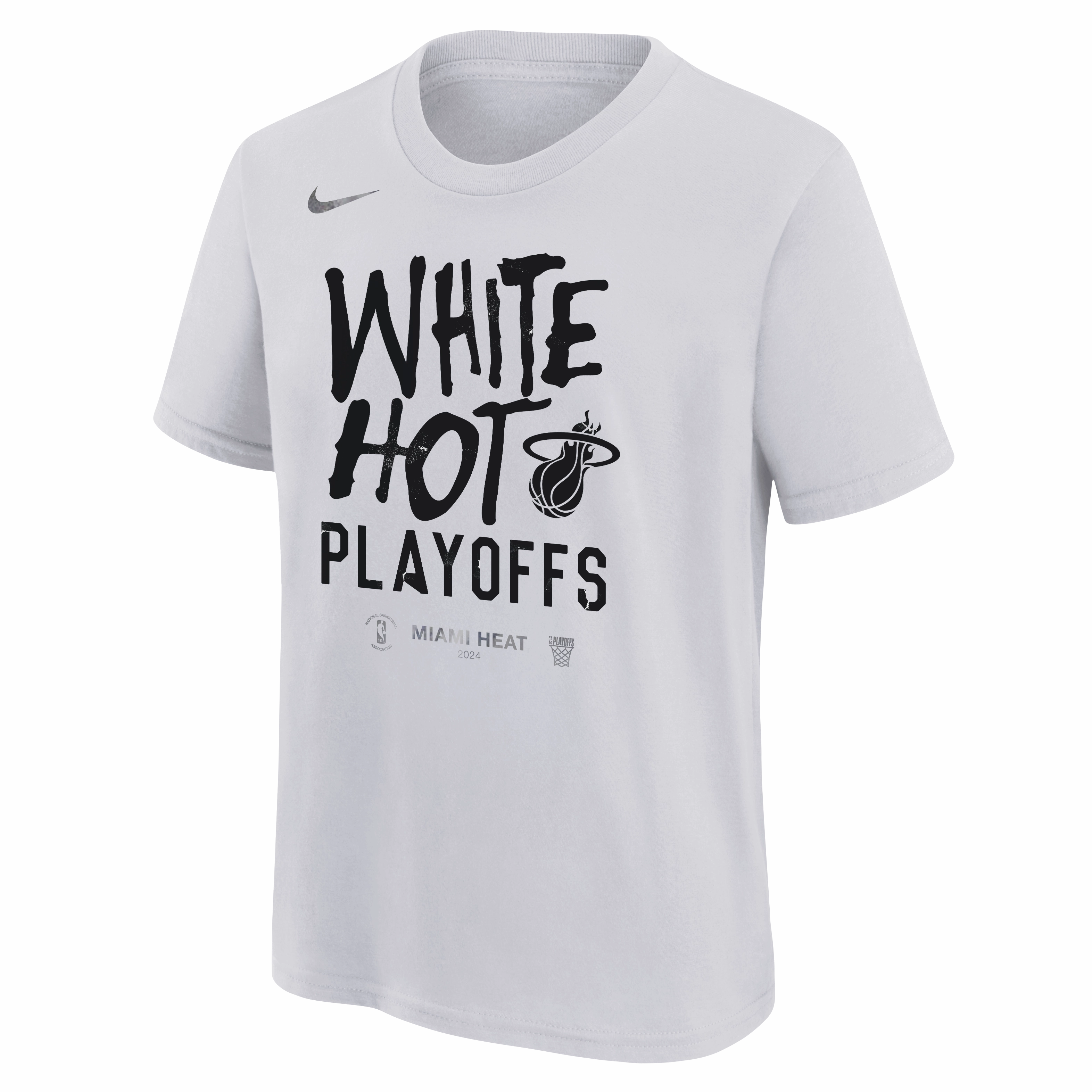 Nike Miami HEAT White Hot 2024 NBA Playoffs Mantra Youth Tee