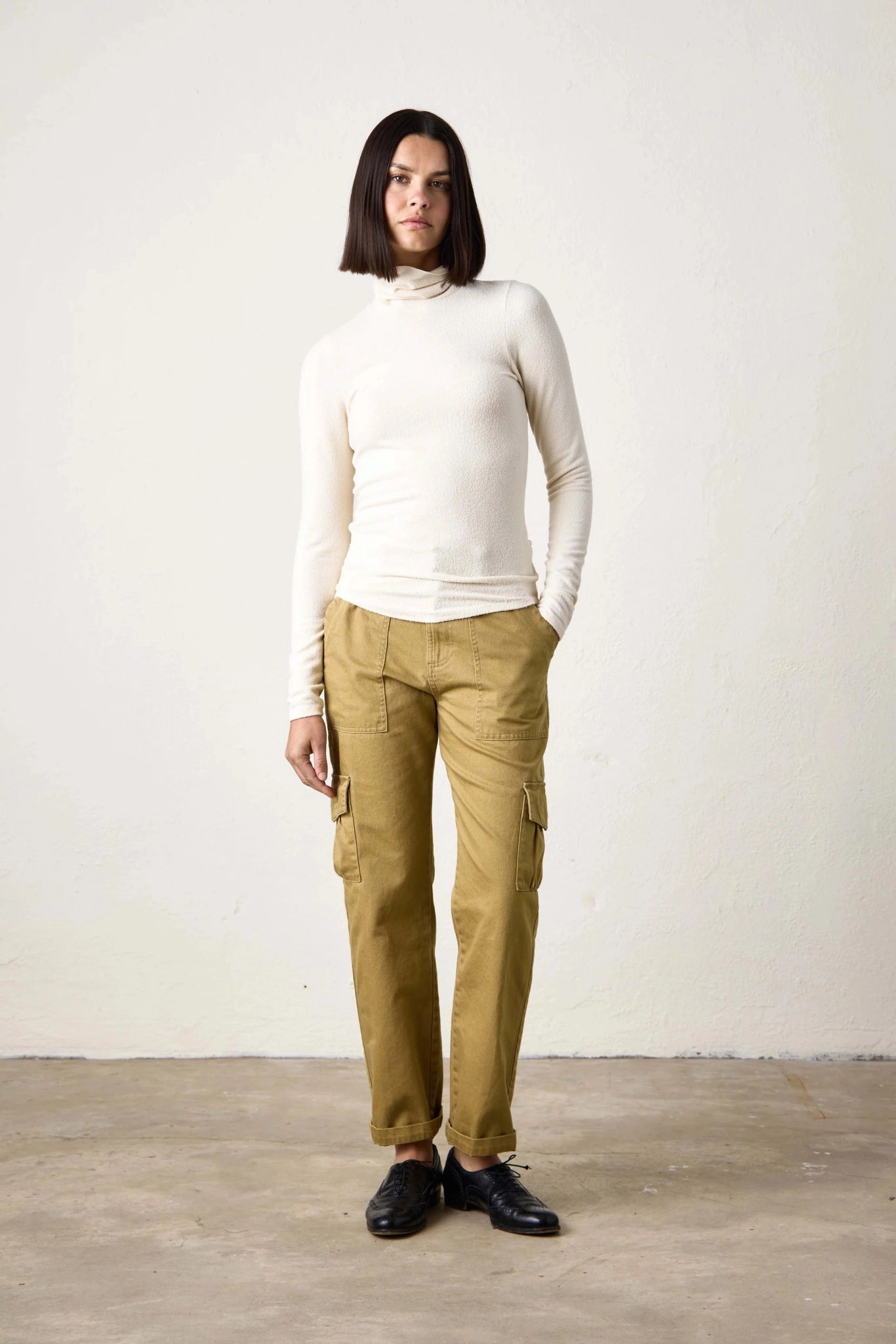 NSF - Lani Plush Fitted Turtleneck in Ivory