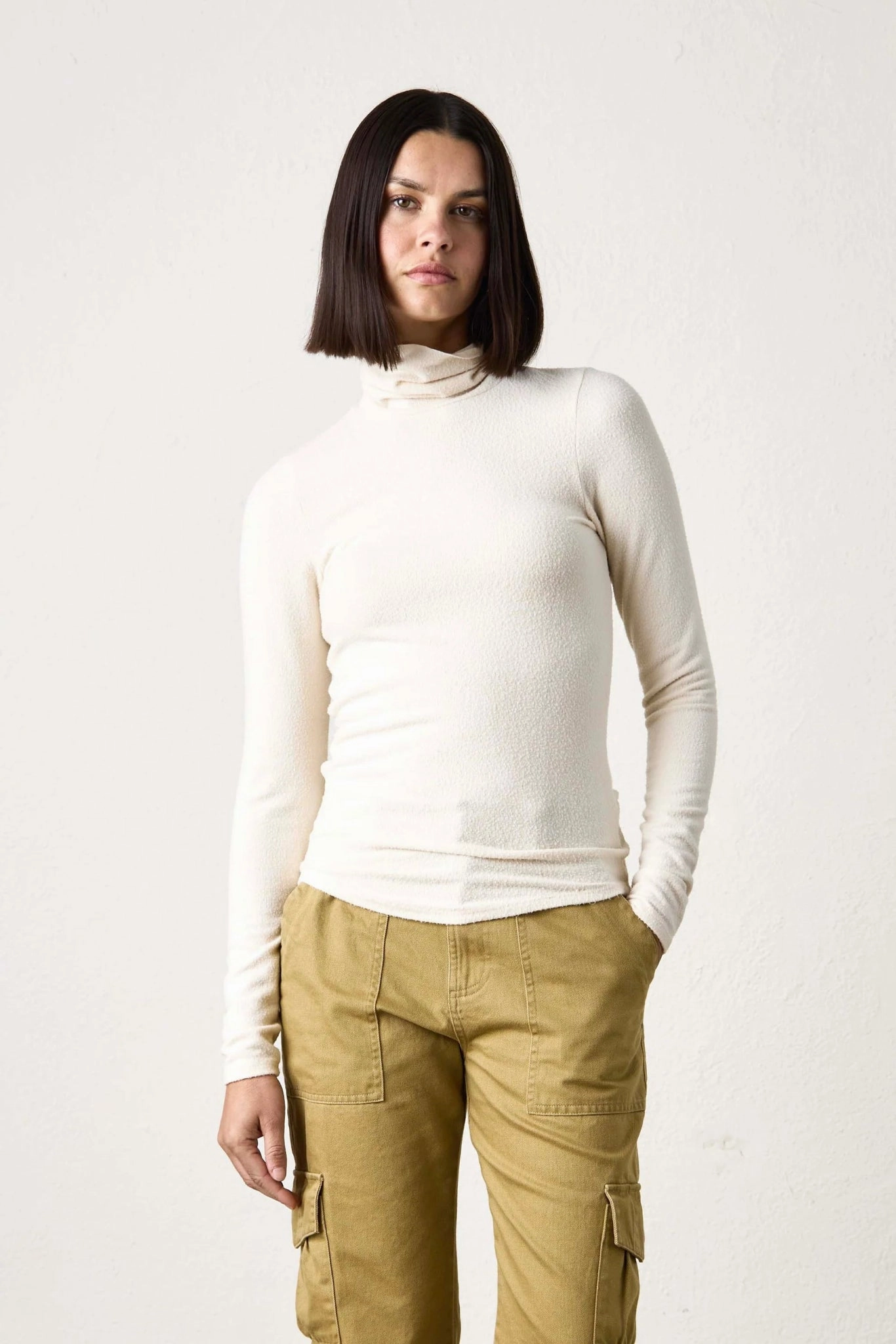 NSF - Lani Plush Fitted Turtleneck in Ivory