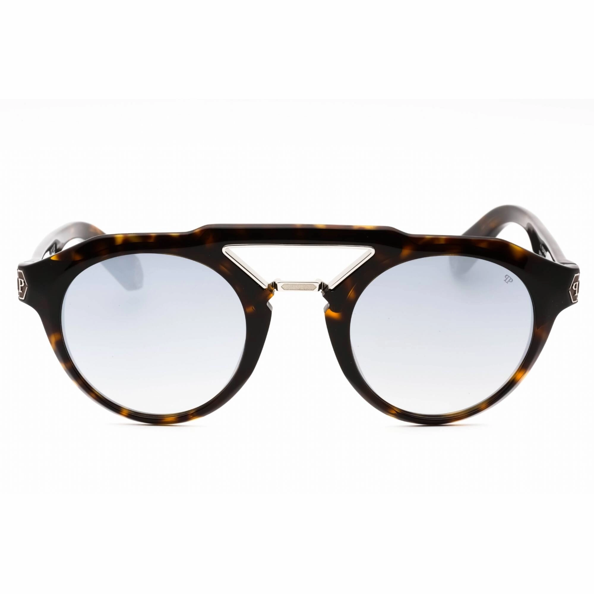 Philipp Plein Men's Sunglasses - Shiny Dark Havana Plastic Round Frame | SPP045M 722X