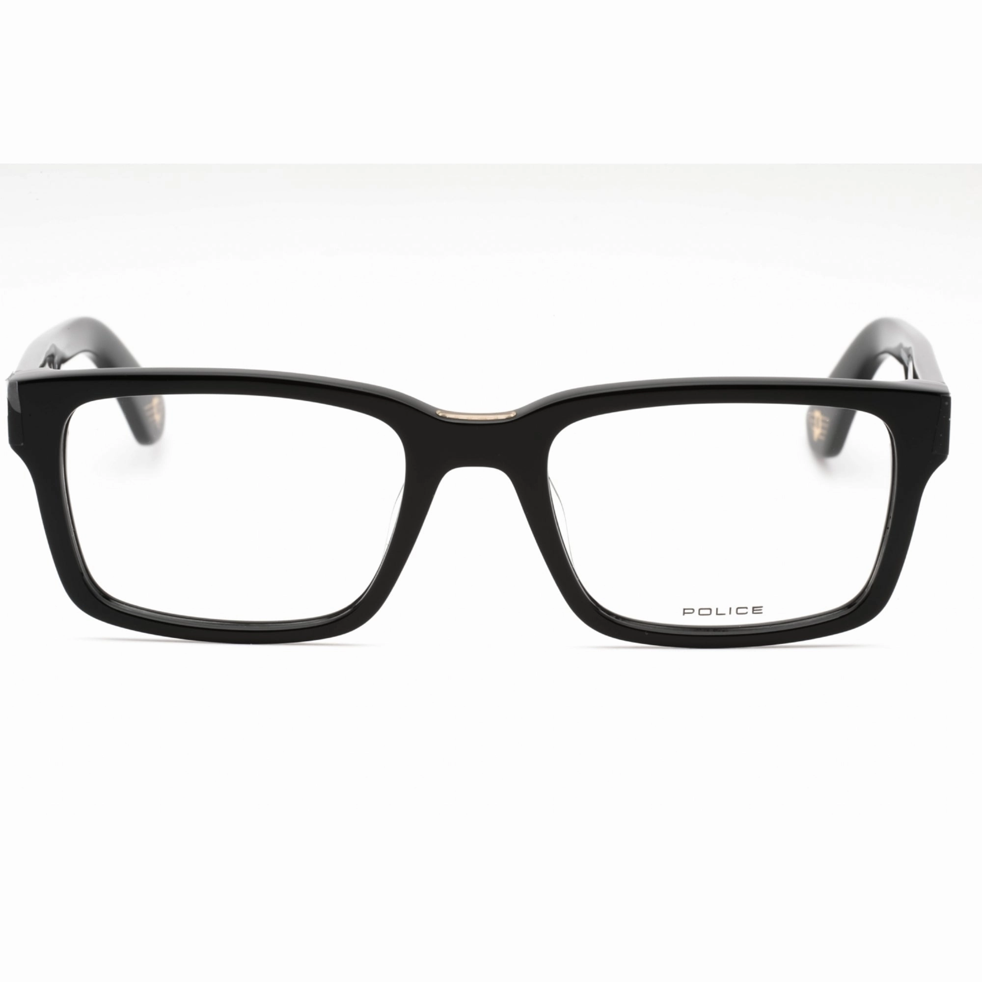 Police Men's Eyeglasses - Shiny Black Plastic Rectangular Full Rim | VPLE36N 700Y