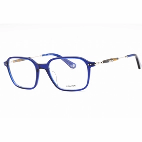 Police Men's Eyeglasses - Shiny Blue Plastic Square Frame Clear Lens | VPLE98 0T31
