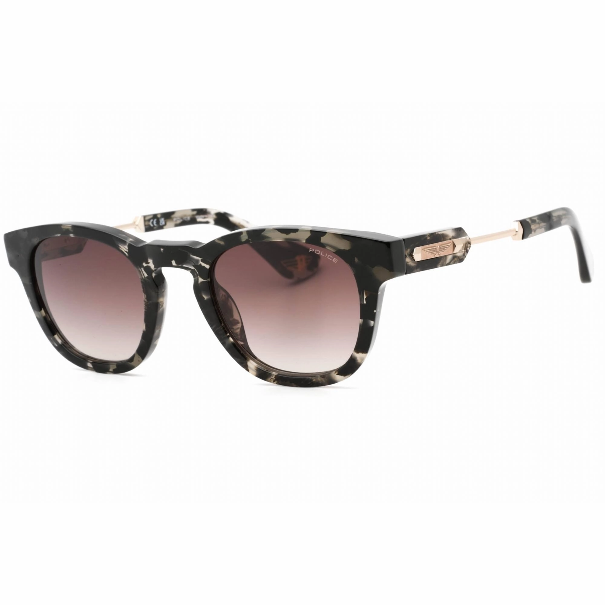 Police Men's Sunglasses - Black Grey Havana Acetate Full Rim Frame | SPLF70M 03KU