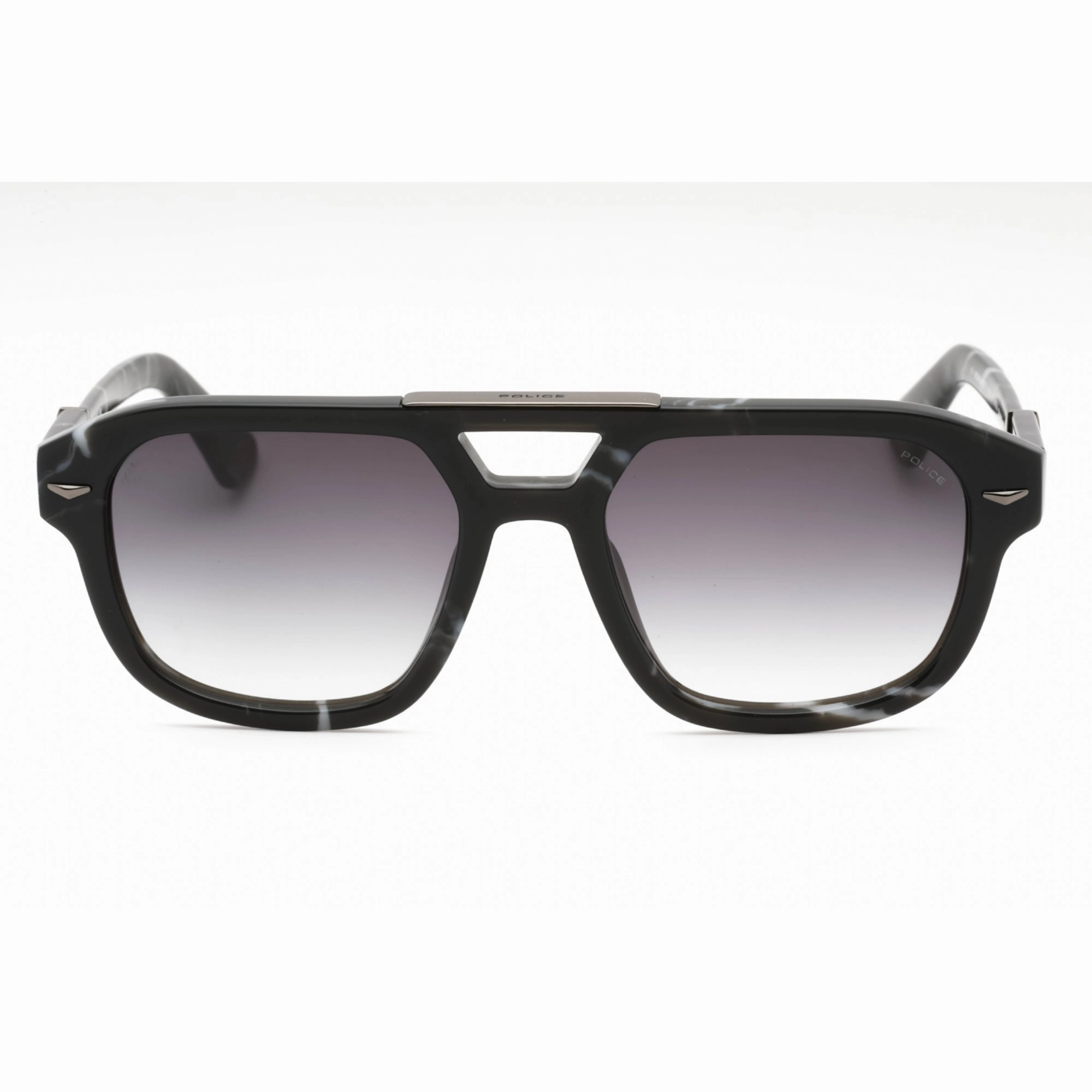 Police Men's Sunglasses - Black Marble Plastic Pilot Full Rim Frame | SPLL19 0869