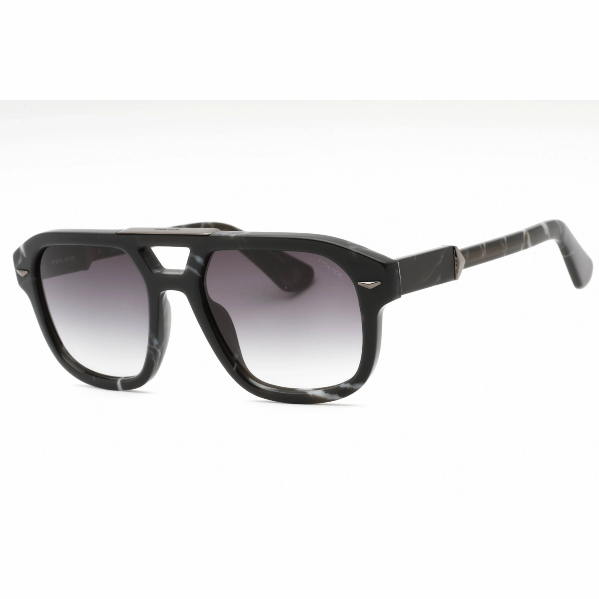 Police Men's Sunglasses - Black Marble Plastic Pilot Full Rim Frame | SPLL19 0869