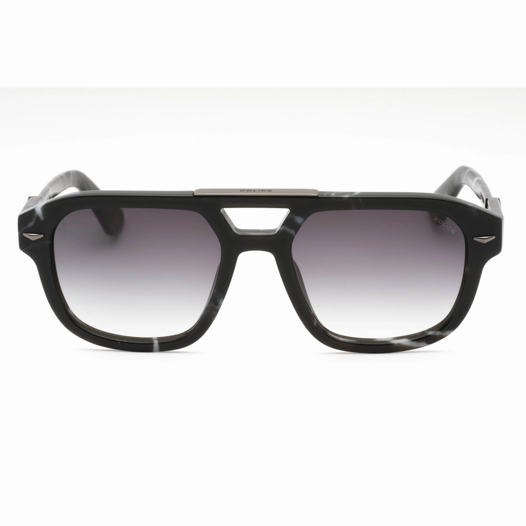 Police Men's Sunglasses - Black Marble Plastic Pilot Full Rim Frame | SPLL19 0869