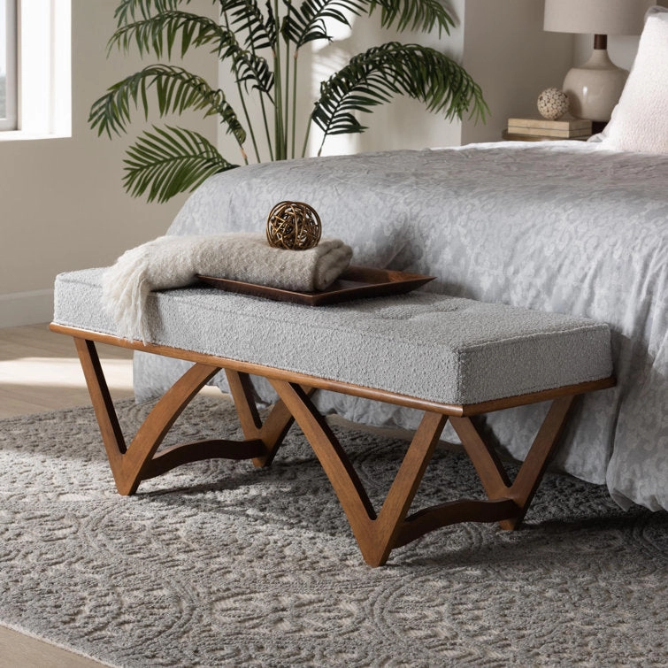Polyester Blend Upholstered Bench