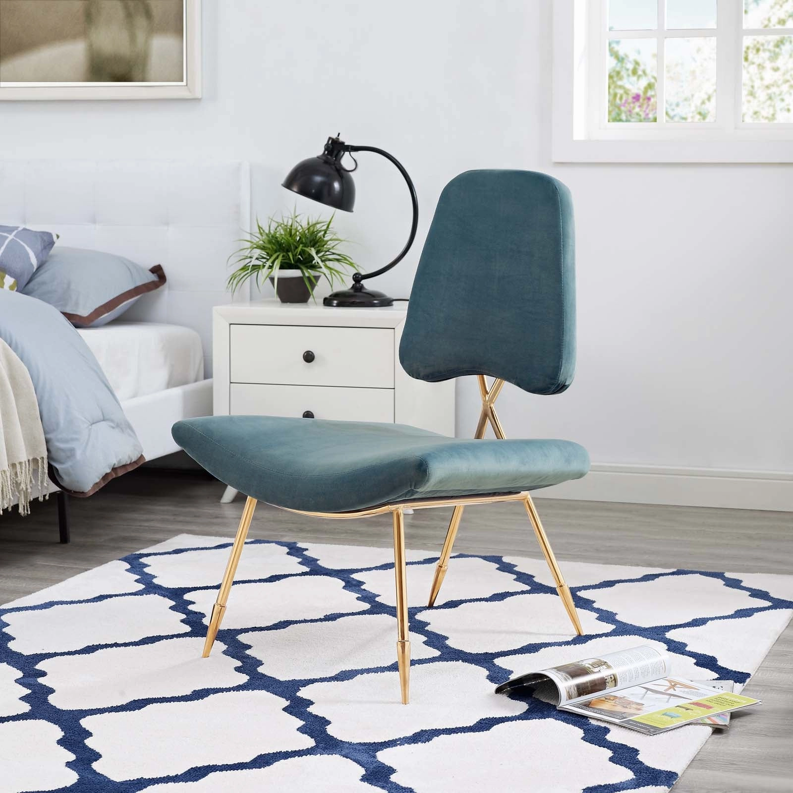 Ponder Performance Velvet Lounge Chair by Modway