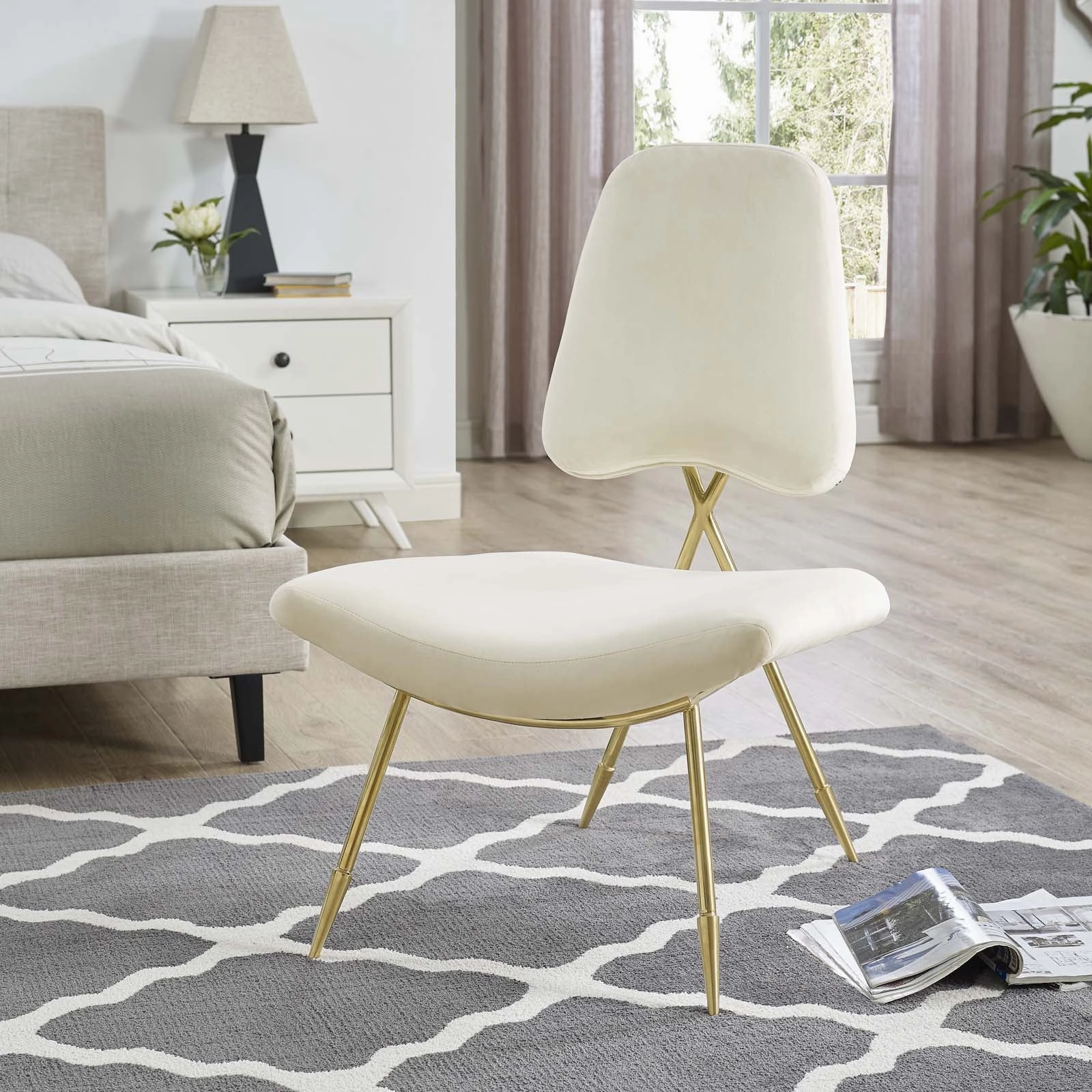 Ponder Performance Velvet Lounge Chair by Modway