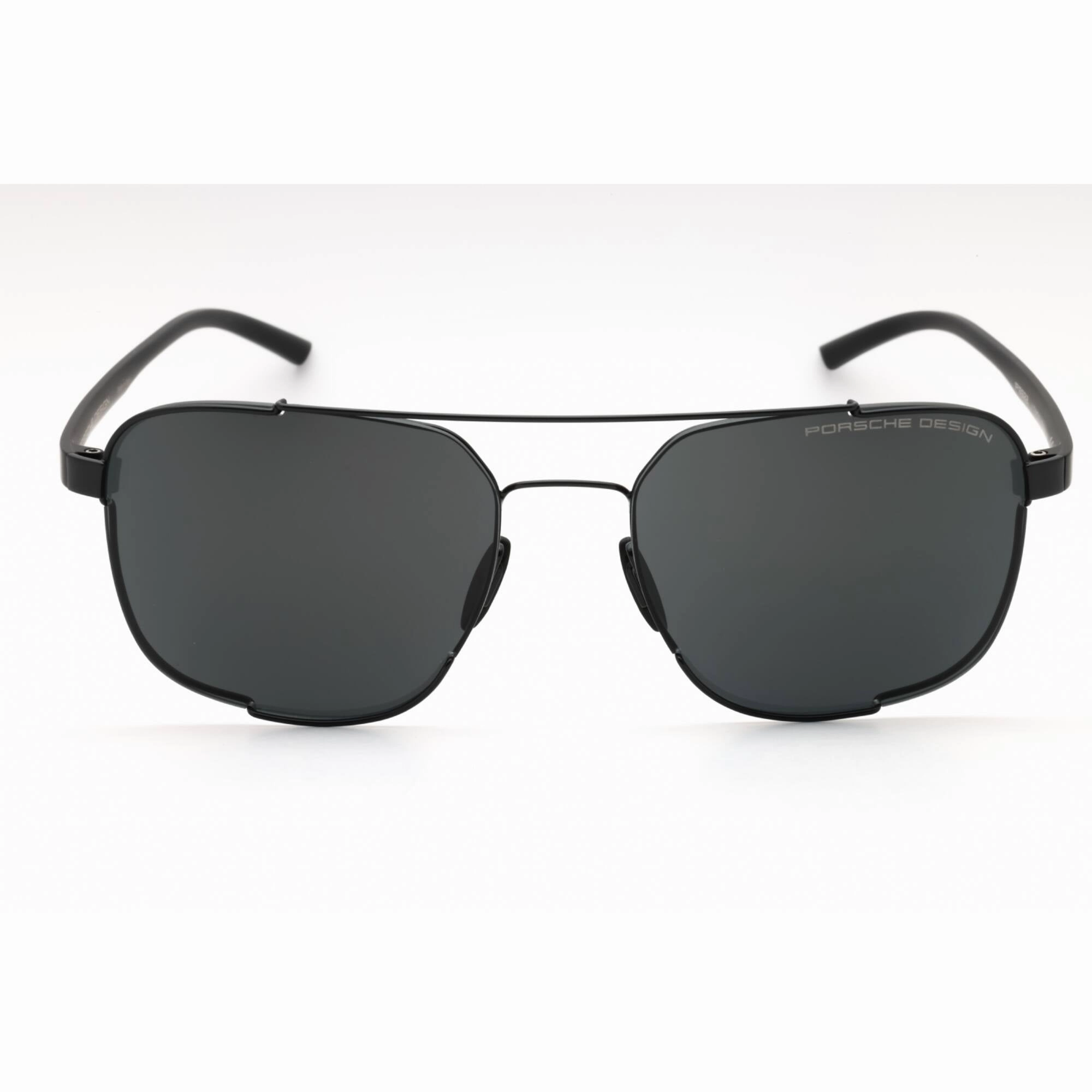Porsche Men's Sunglasses - Black Metal Pilot Shape Full Rim Frame Grey Lens | P8922 A