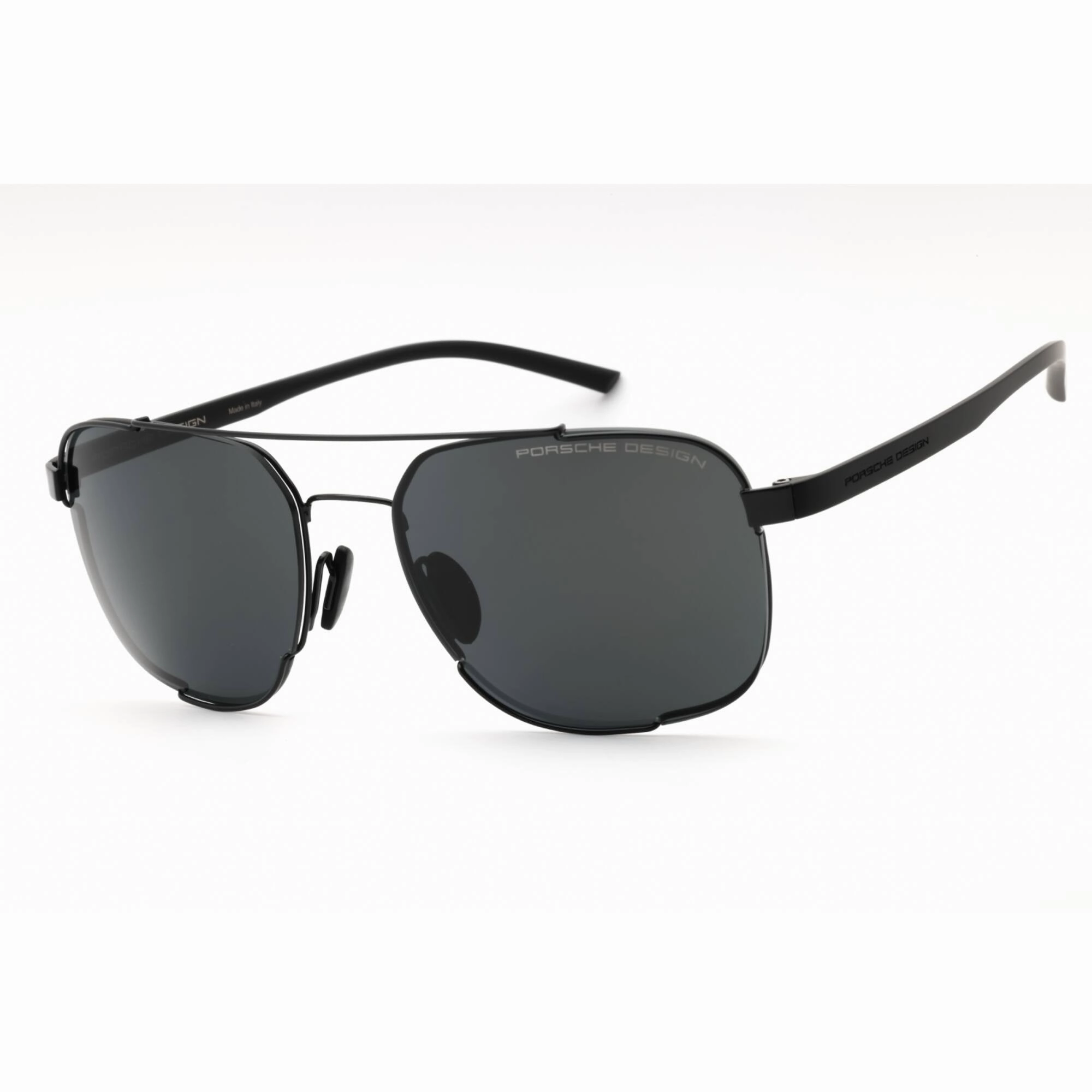 Porsche Men's Sunglasses - Black Metal Pilot Shape Full Rim Frame Grey Lens | P8922 A
