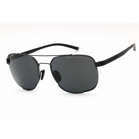 Porsche Men's Sunglasses - Black Metal Pilot Shape Full Rim Frame Grey Lens | P8922 A