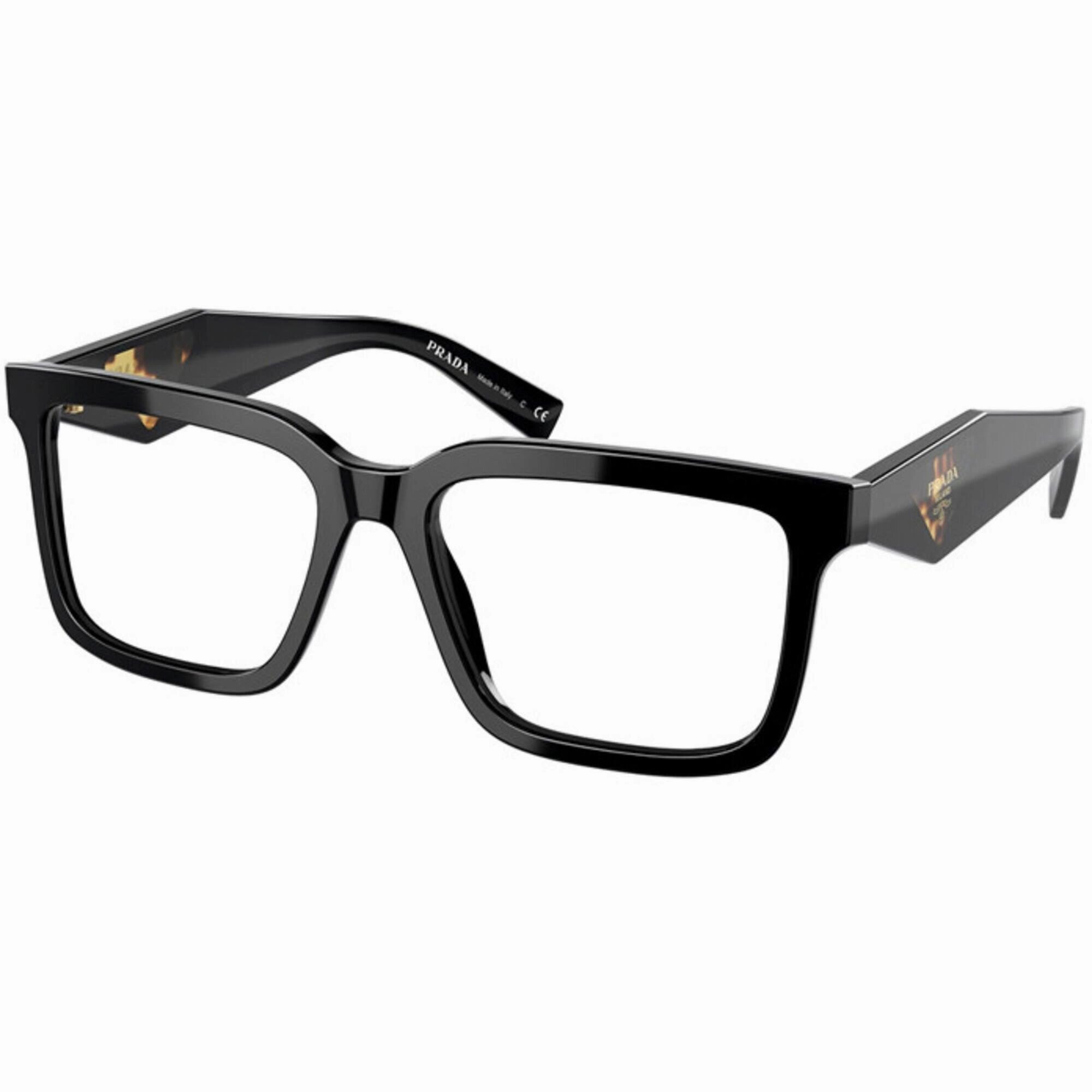 Prada Men's Eyeglasses - Full Rim Black Plastic Square Shape Frame | 0PR10YVF 1AB1O1