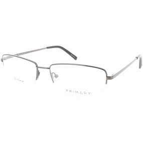 Primary Men's Eyeglasses - Demo Lens Titanium Rectangular Half Rim | Pt107 Gunmetal