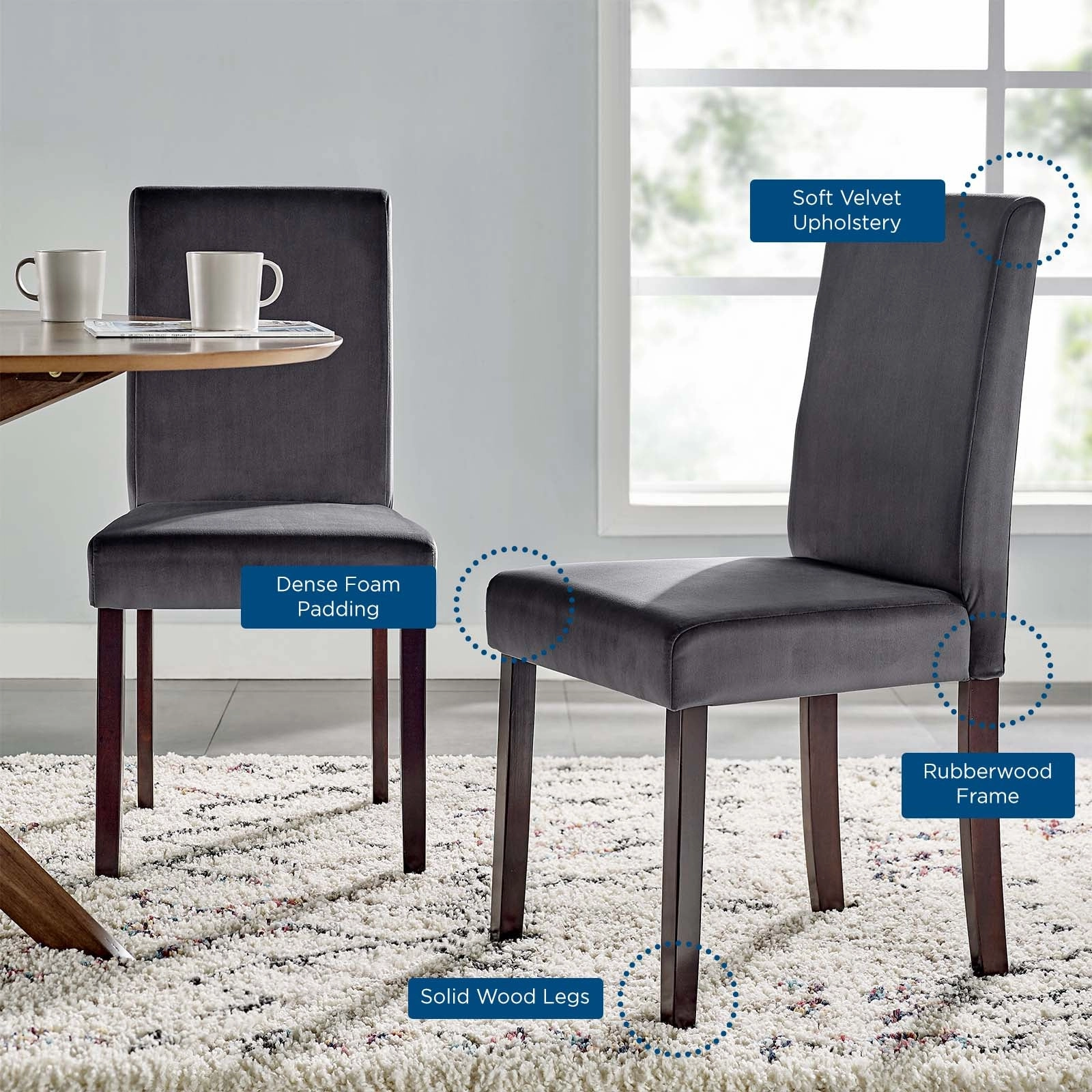 Prosper Upholstered Velvet Dining Side Chair Set of 2 by Modway
