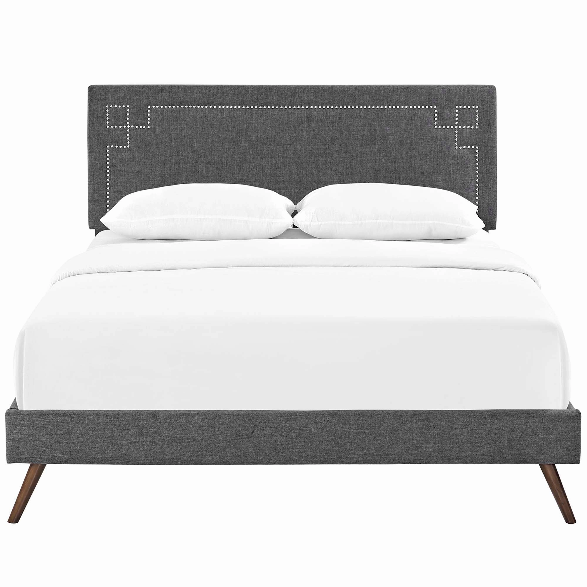 Ruthie Fabric Platform Bed with Round Splayed Legs by Modway