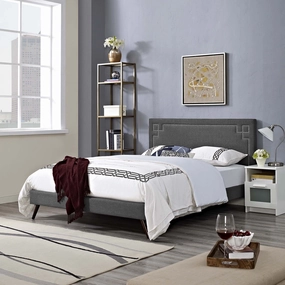 Ruthie Fabric Platform Bed with Round Splayed Legs by Modway