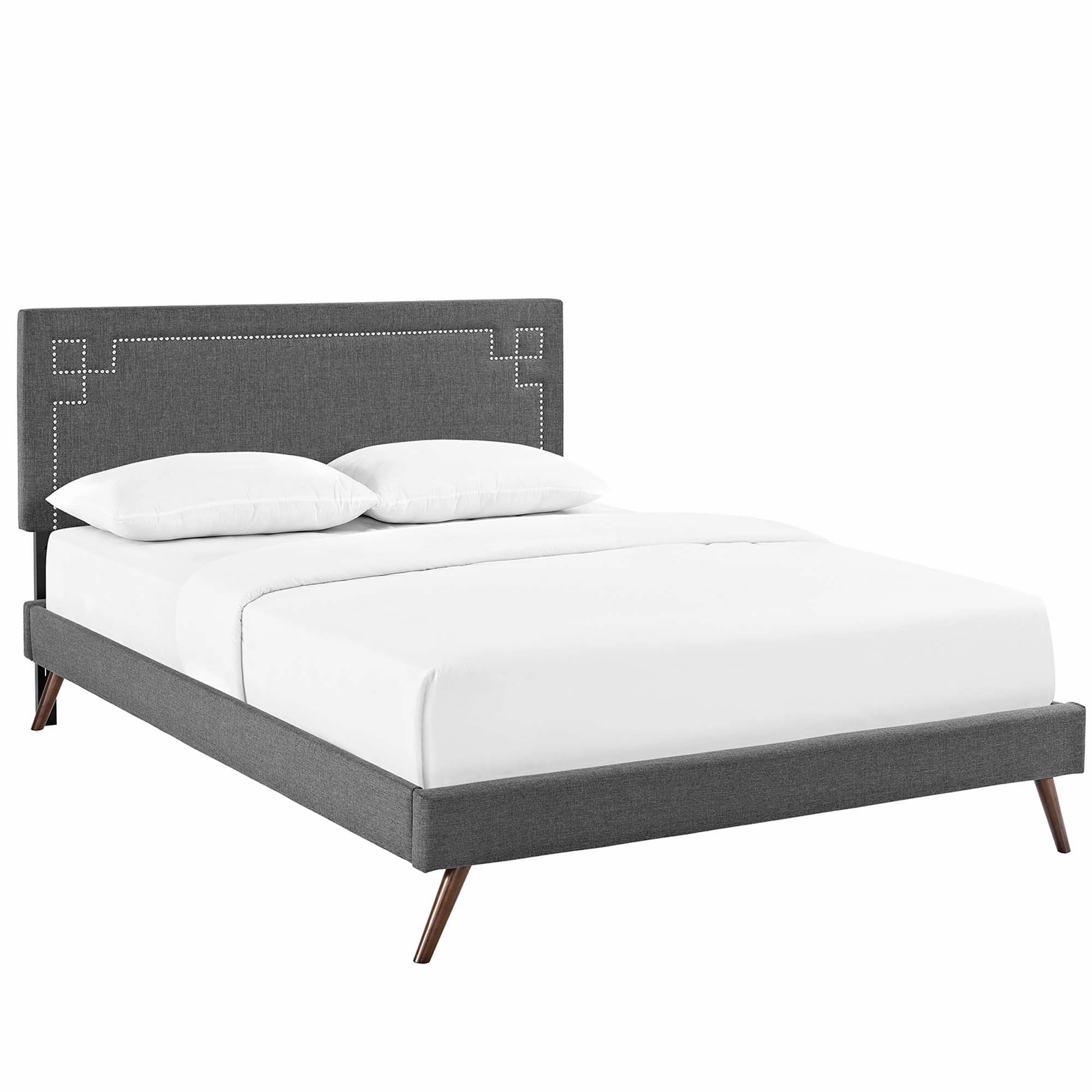 Ruthie Fabric Platform Bed with Round Splayed Legs by Modway