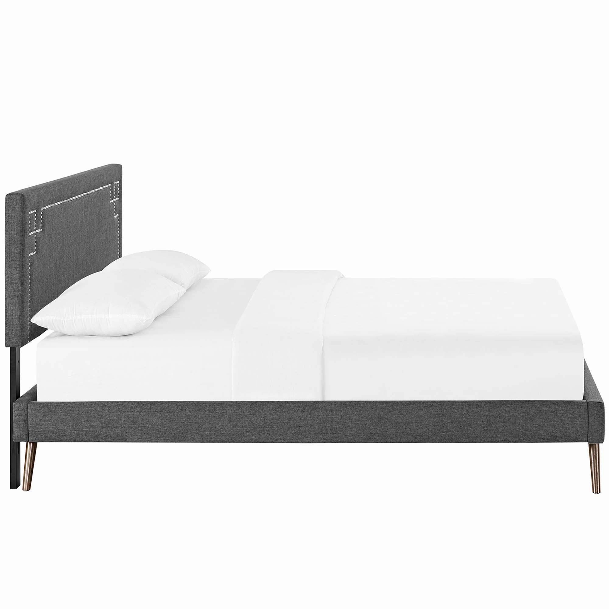 Ruthie Fabric Platform Bed with Round Splayed Legs by Modway