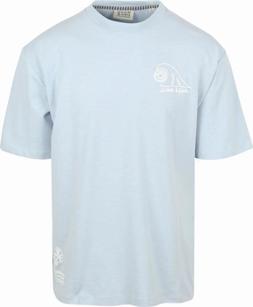 Scotch & Soda Slub Embroidery Tee Loose Fit  - SKY BLUE