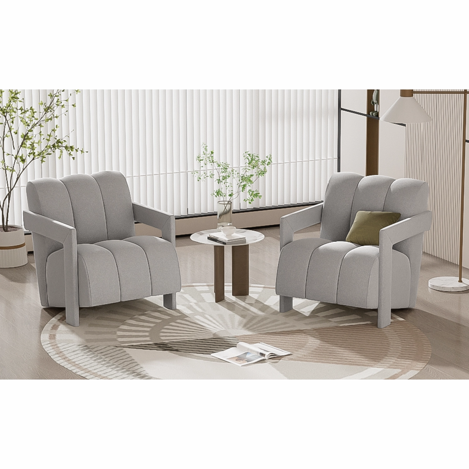 Streamdale Modern Armchair Set of 2, L-Arms, Polyester