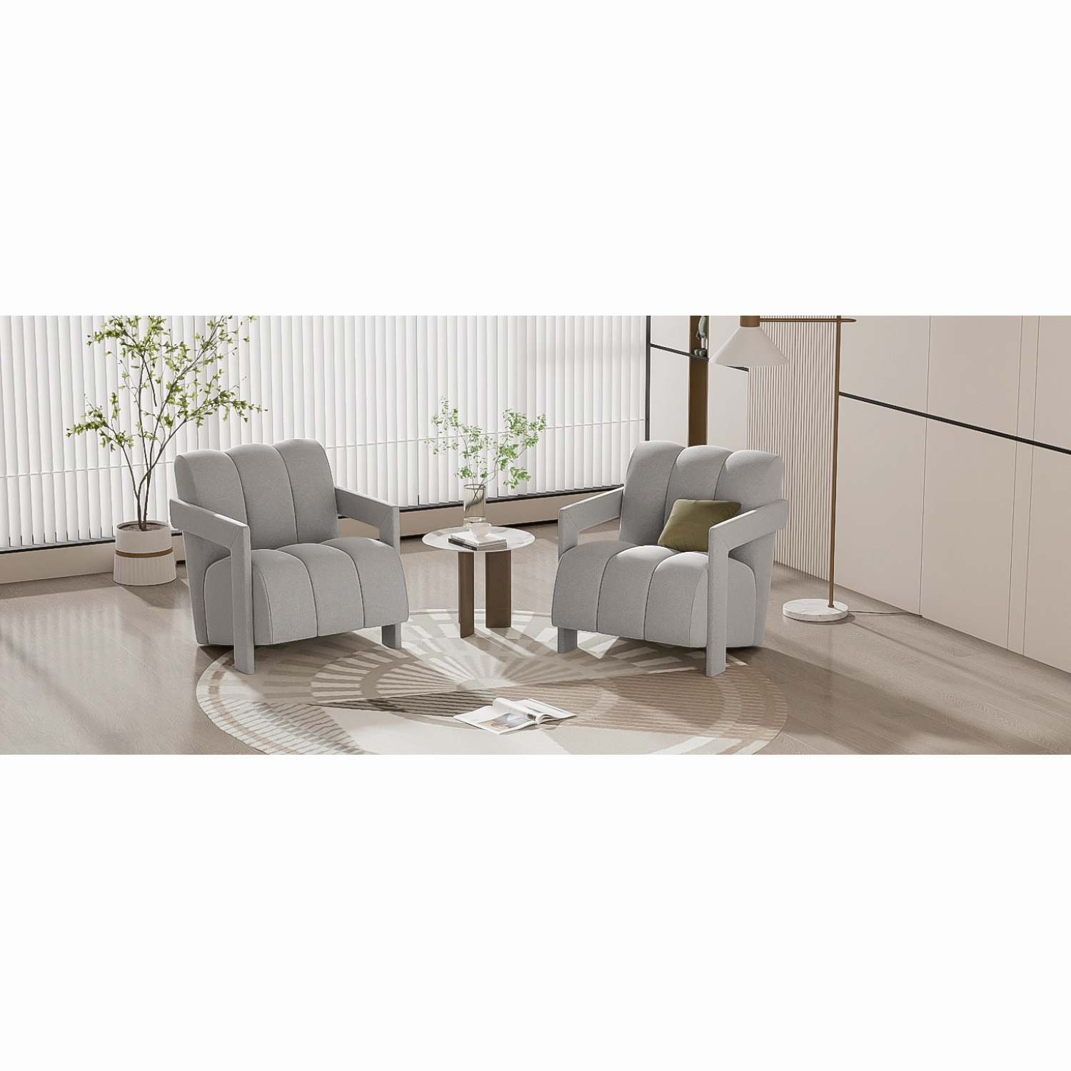 Streamdale Modern Armchair Set of 2, L-Arms, Polyester