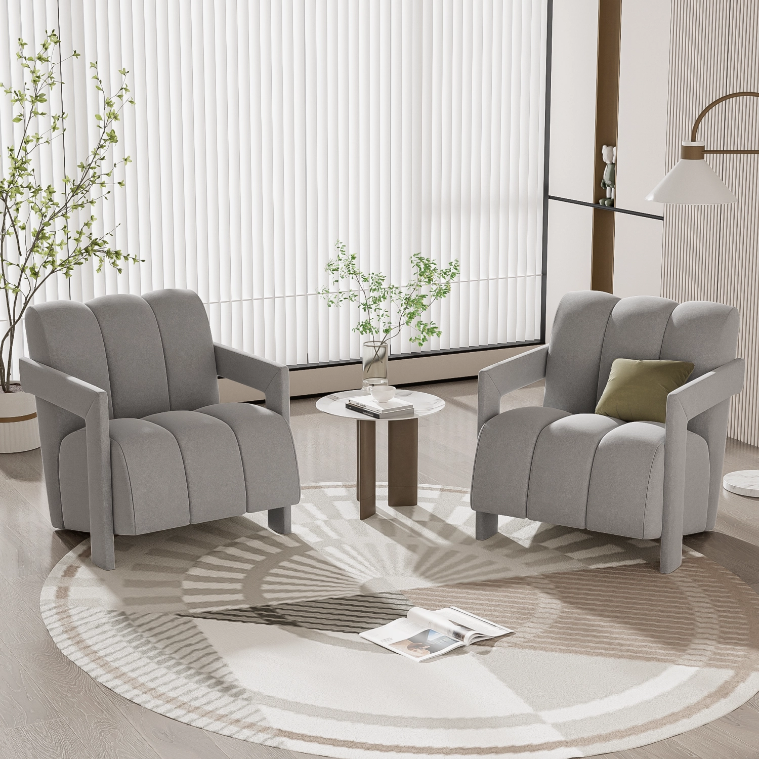 Streamdale Modern Armchair Set of 2, L-Arms, Polyester