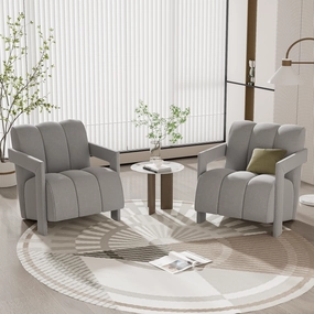 Streamdale Modern Armchair Set of 2, L-Arms, Polyester