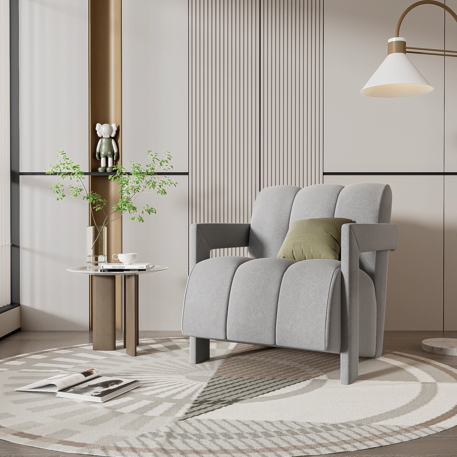 Streamdale Modern Armchair Set of 2, L-Arms, Polyester