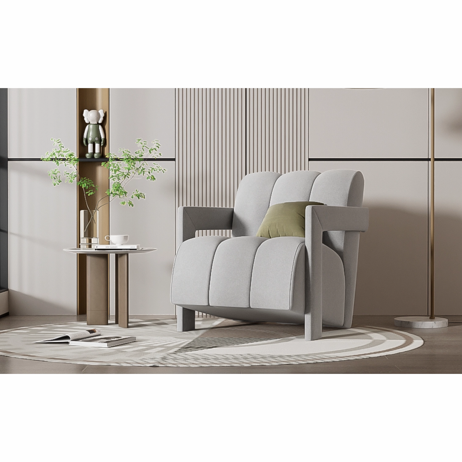 Streamdale Modern Armchair Set of 2, L-Arms, Polyester