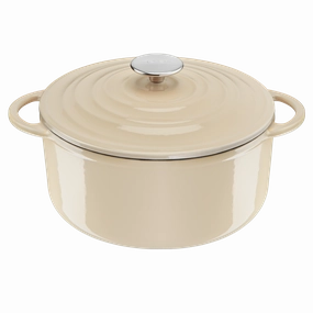 Tefal LOV Induction Cast Iron Beige Stewpot 25cm/5L   Lid