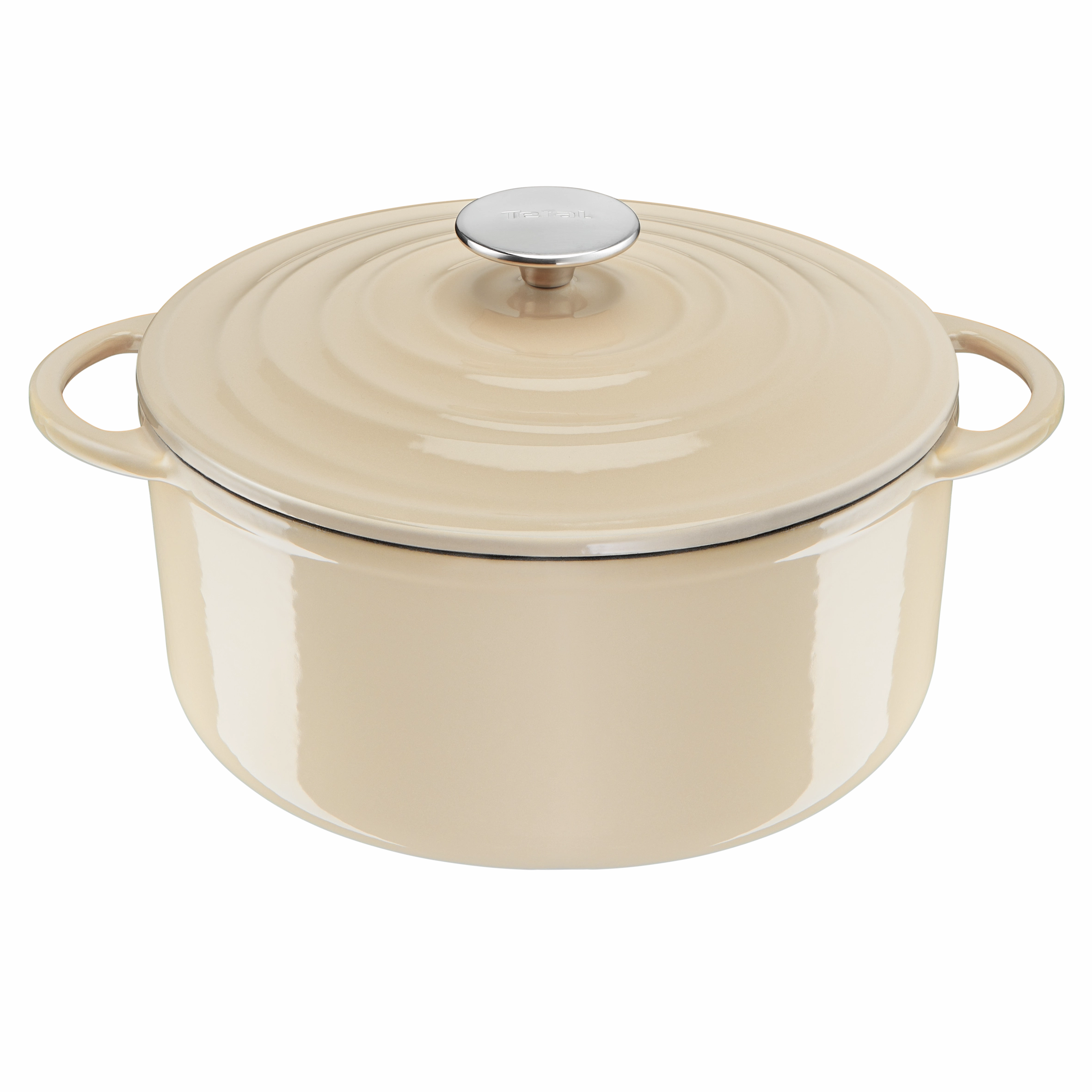 Tefal LOV Induction Cast Iron Beige Stewpot 29cm/7.4L   Lid