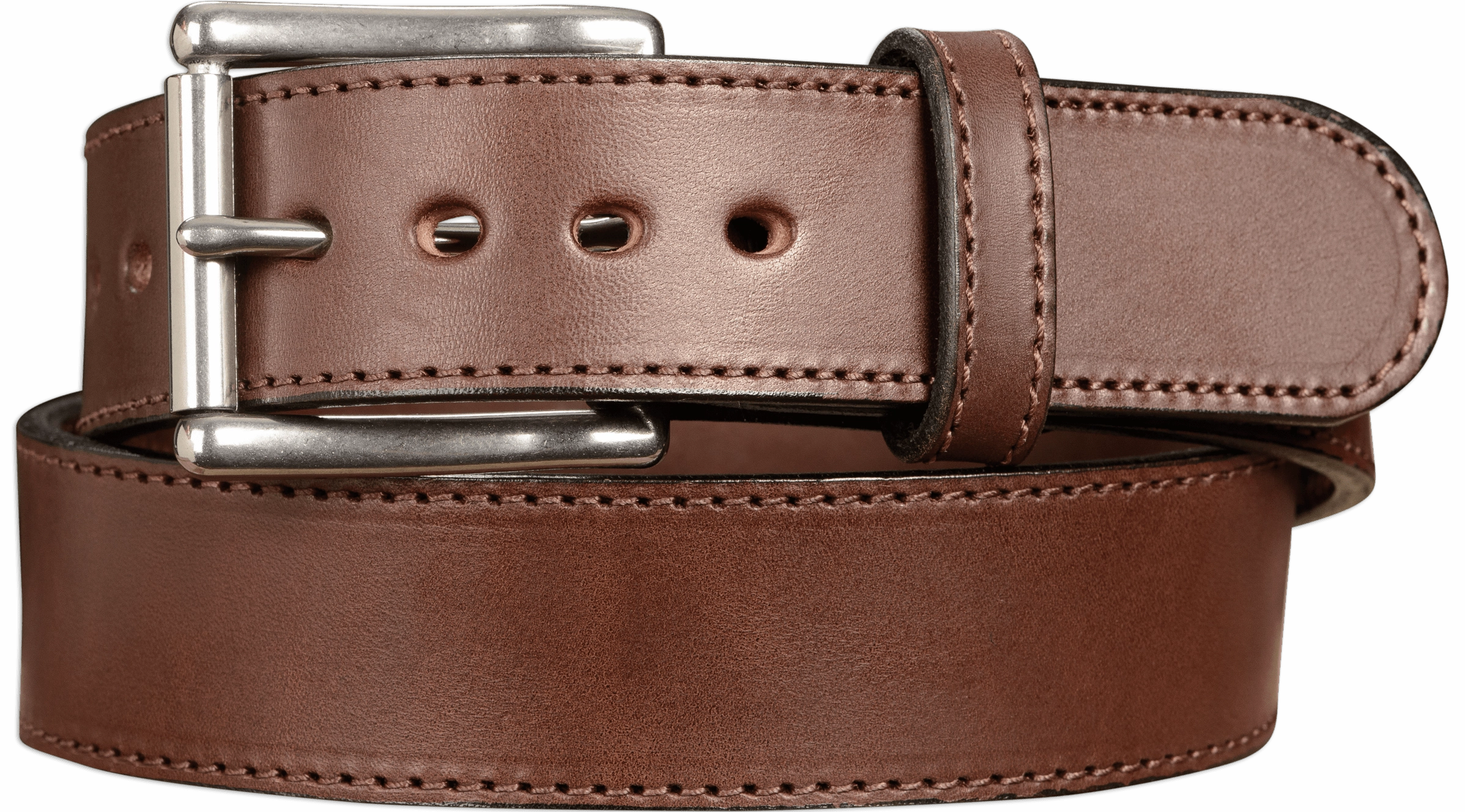 The Eastwood: Men's Brown Stitched Leather Belt Max Thick 1.75" Extra Wide