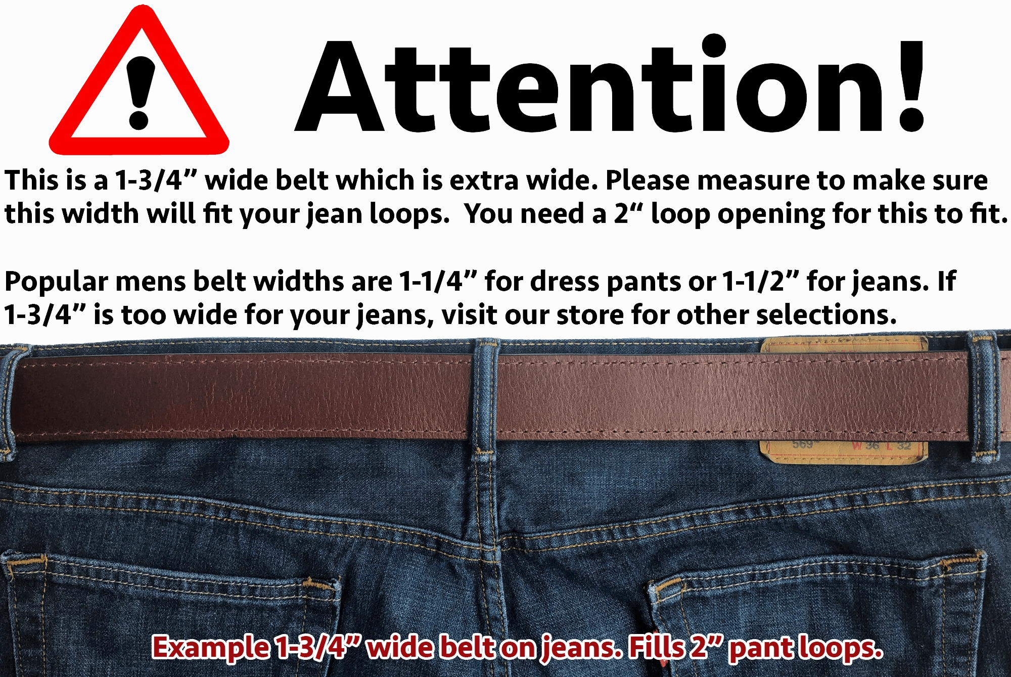 The Eastwood: Men's Brown Stitched Leather Belt Max Thick 1.75" Extra Wide