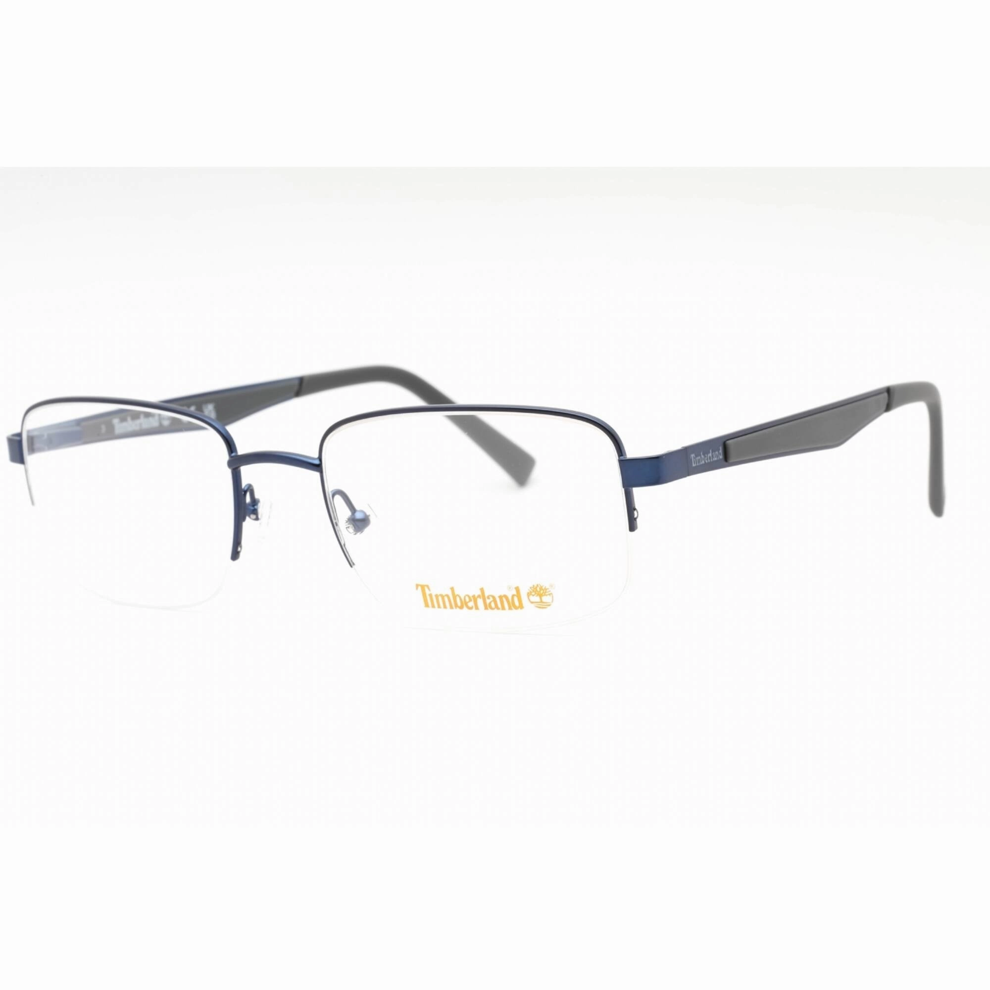 Timberland Men's Eyeglasses - Matte Blue Metal Rectangular Half Rim Frame | TB1787 091