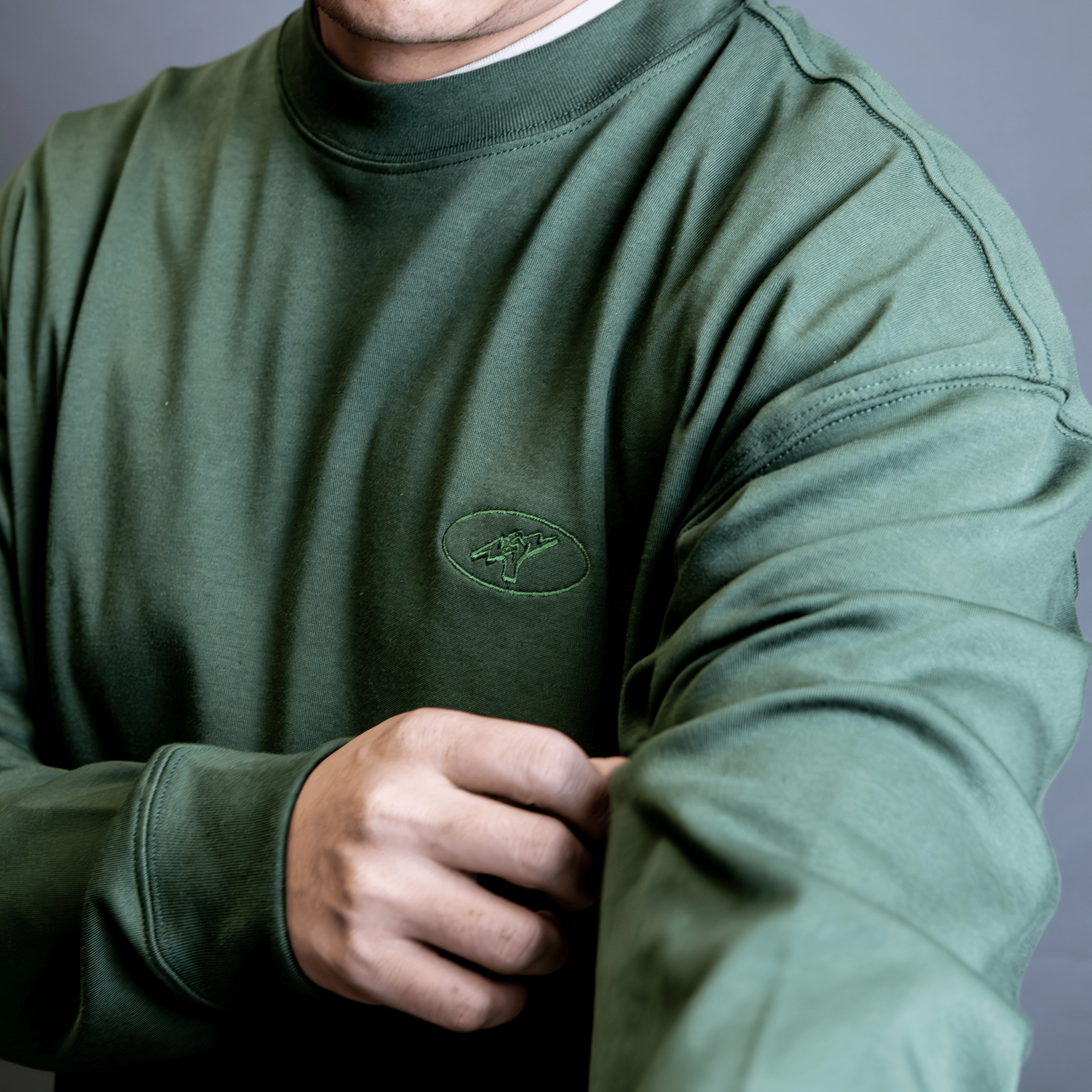 Titan Essentials Orbit Embroidered Long-Sleeve Tee - Green