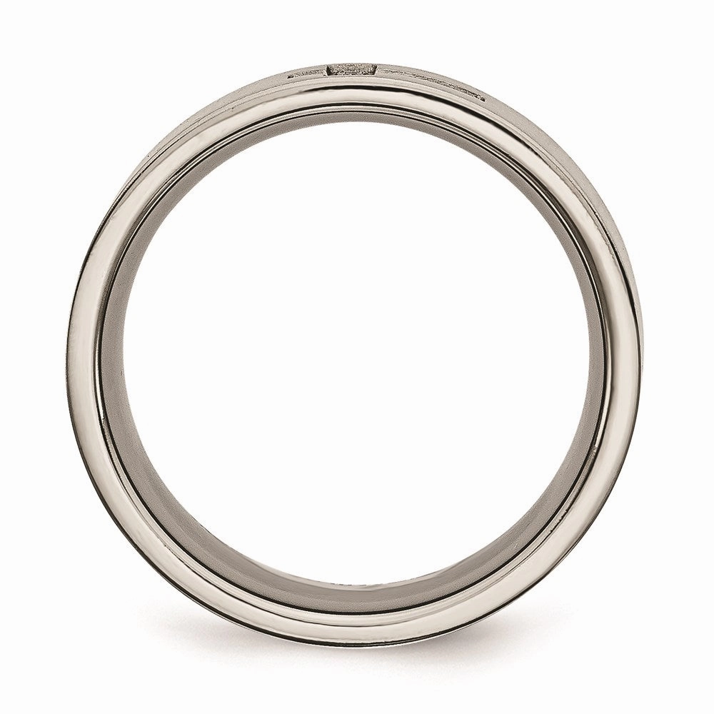 Titanium Brushed Diamond Cross Flat Band | TB444A