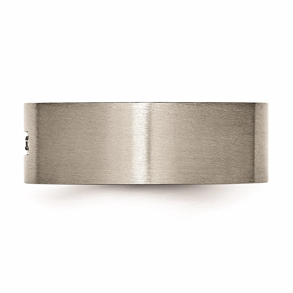 Titanium Brushed Diamond Cross Flat Band | TB444A