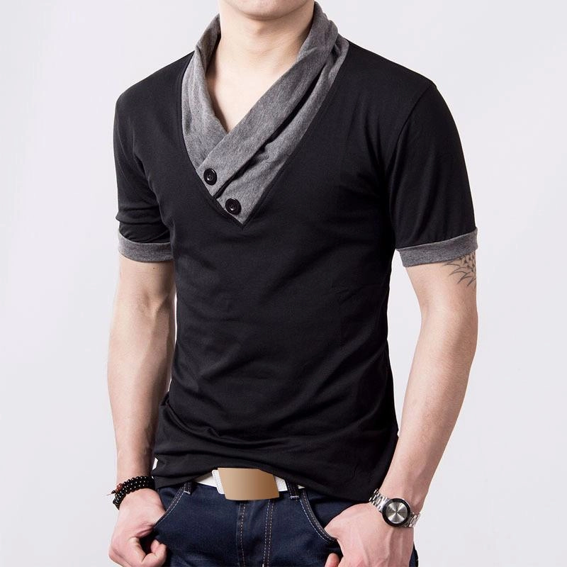 West Louis™ Short Sleeve V Neck Button Tee