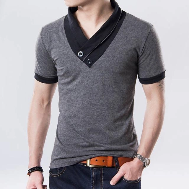 West Louis™ Short Sleeve V Neck Button Tee