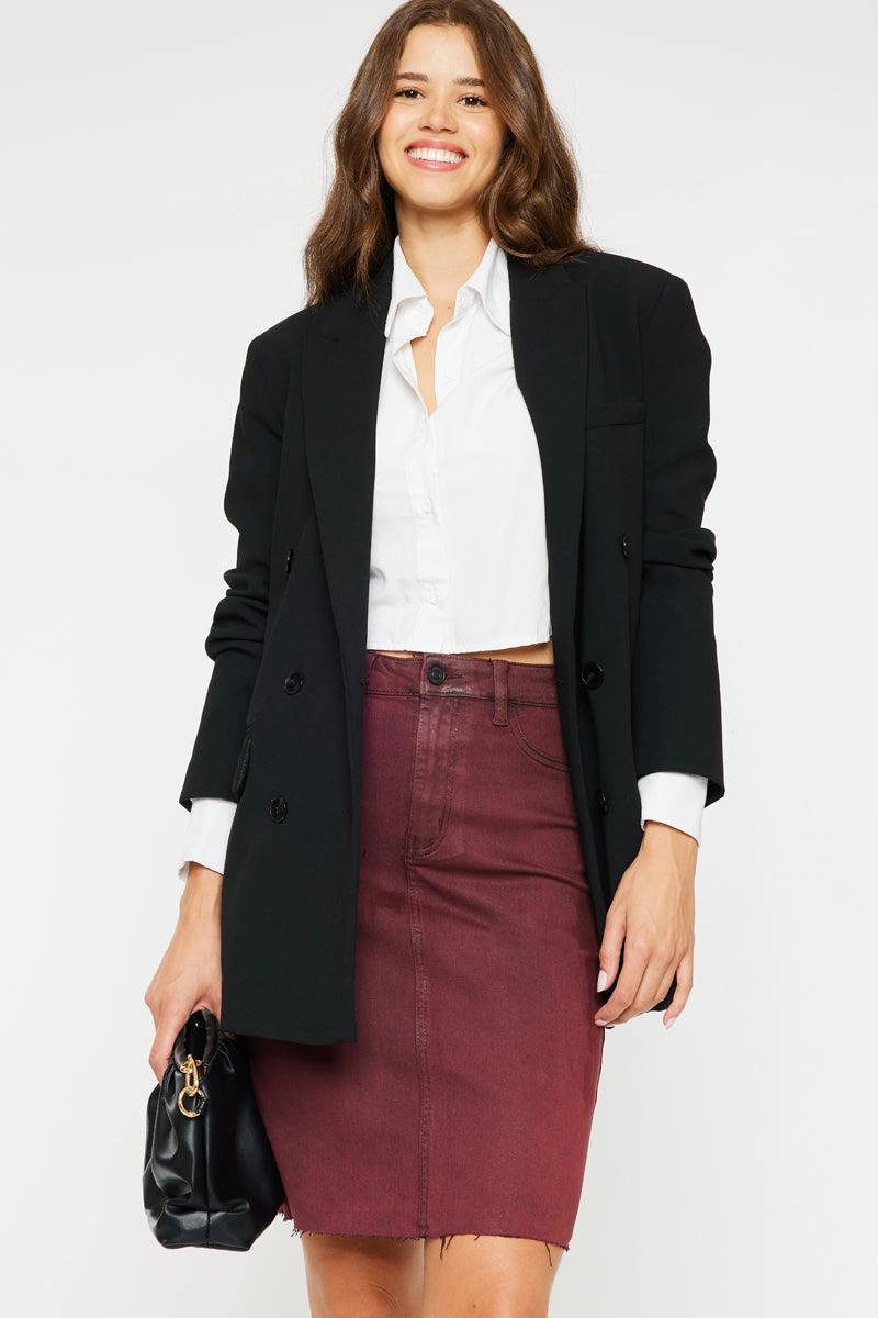 Zane High Rise Coated Midi Skirt