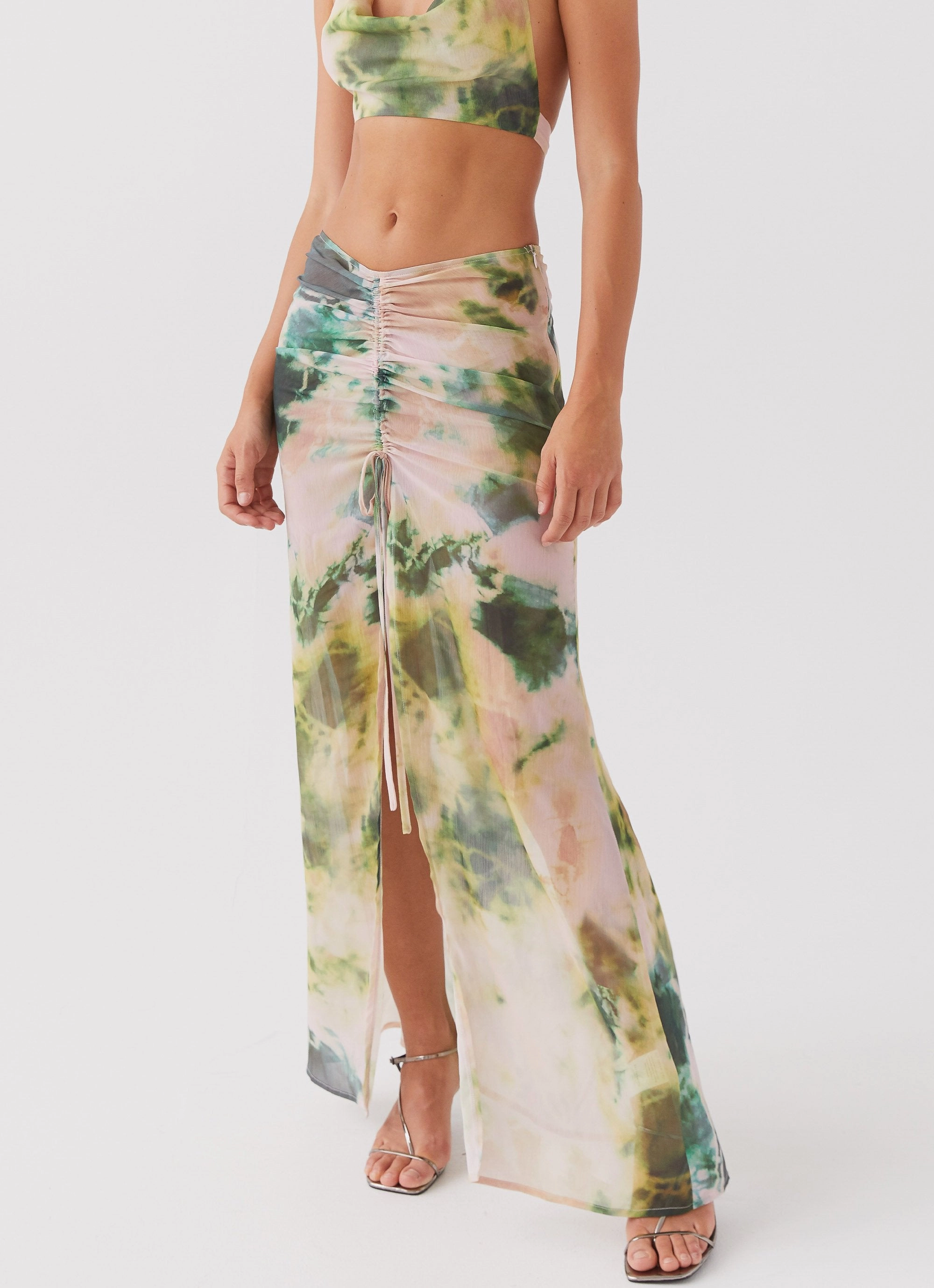 Zenta Ruched Maxi Skirt - Rainforest