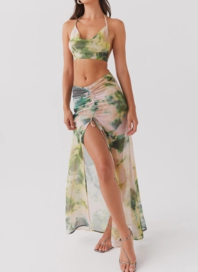 Zenta Ruched Maxi Skirt - Rainforest